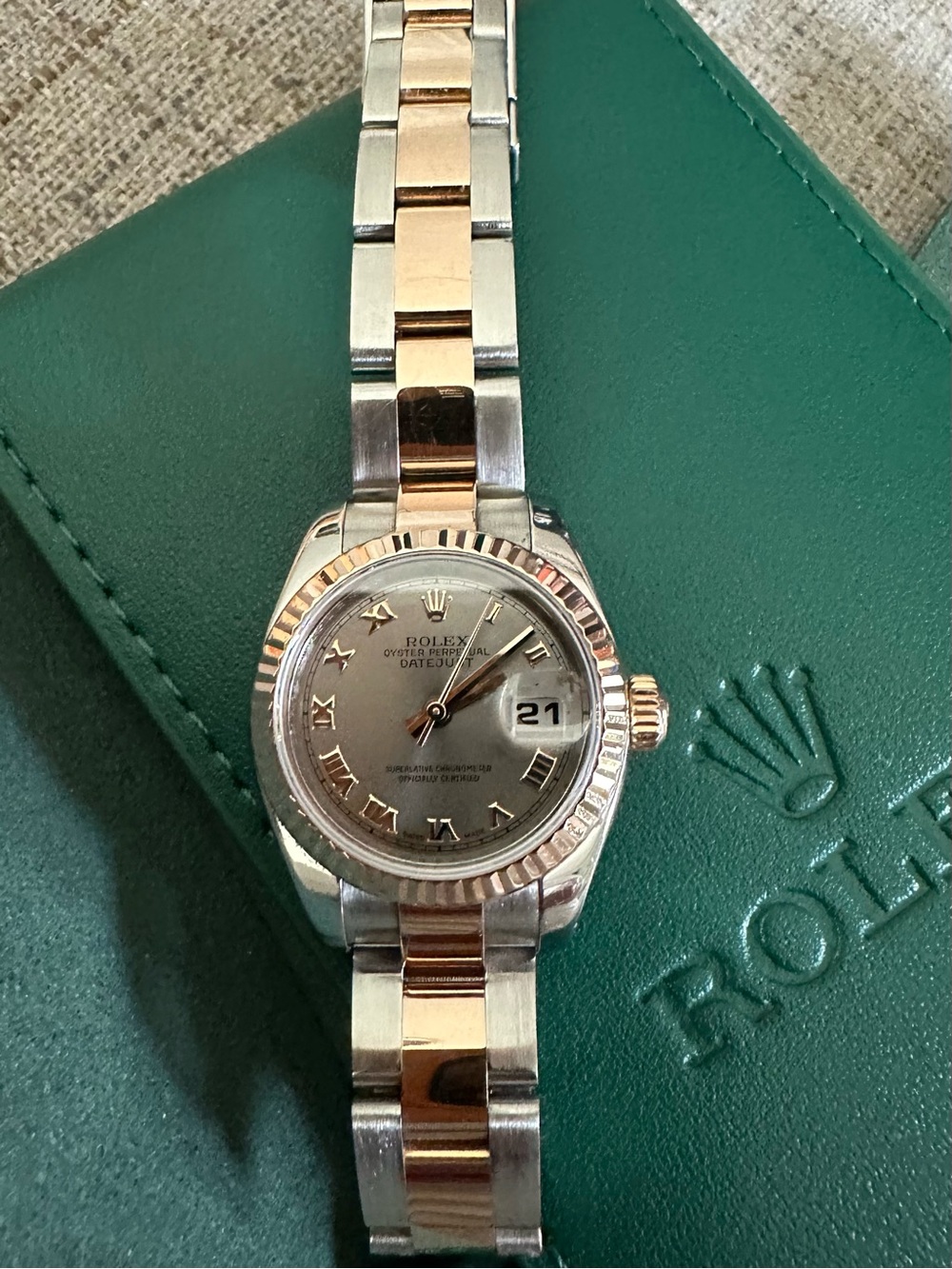Rolex Ladies Datejust Two-Tone Silver Dial with Rose Gold Accents